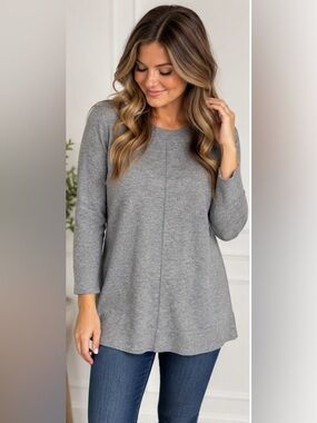 Croft & Barrow Gray Tunic Sweater Women’s Medium Long Sleeve Lightweight Knit